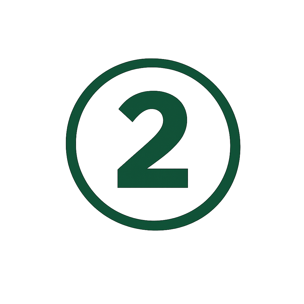 minimalist zielony znak z numerem 2
